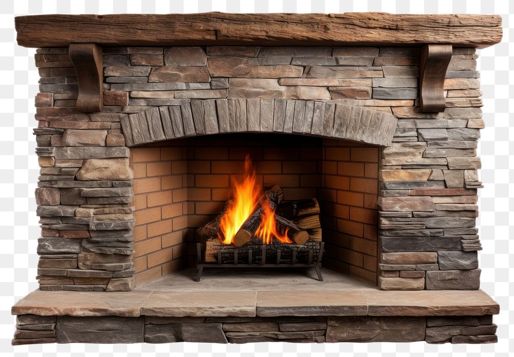 PNG Stone fireplace hearth white background architecture. AI generated Image by rawpixel.