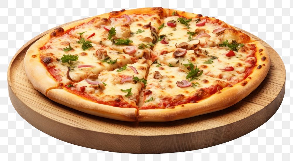 PNG Margarita pizza tray food white background mozzarella. AI generated Image by rawpixel.