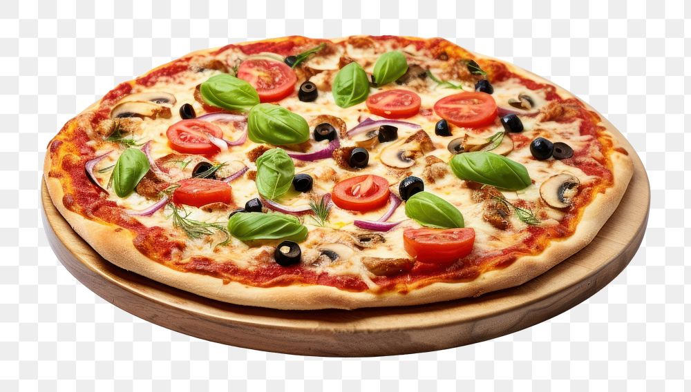 PNG Pizza tray food white background mozzarella. 