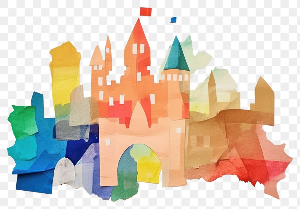PNG Castle paper art abstract. AI generated Image by rawpixel.