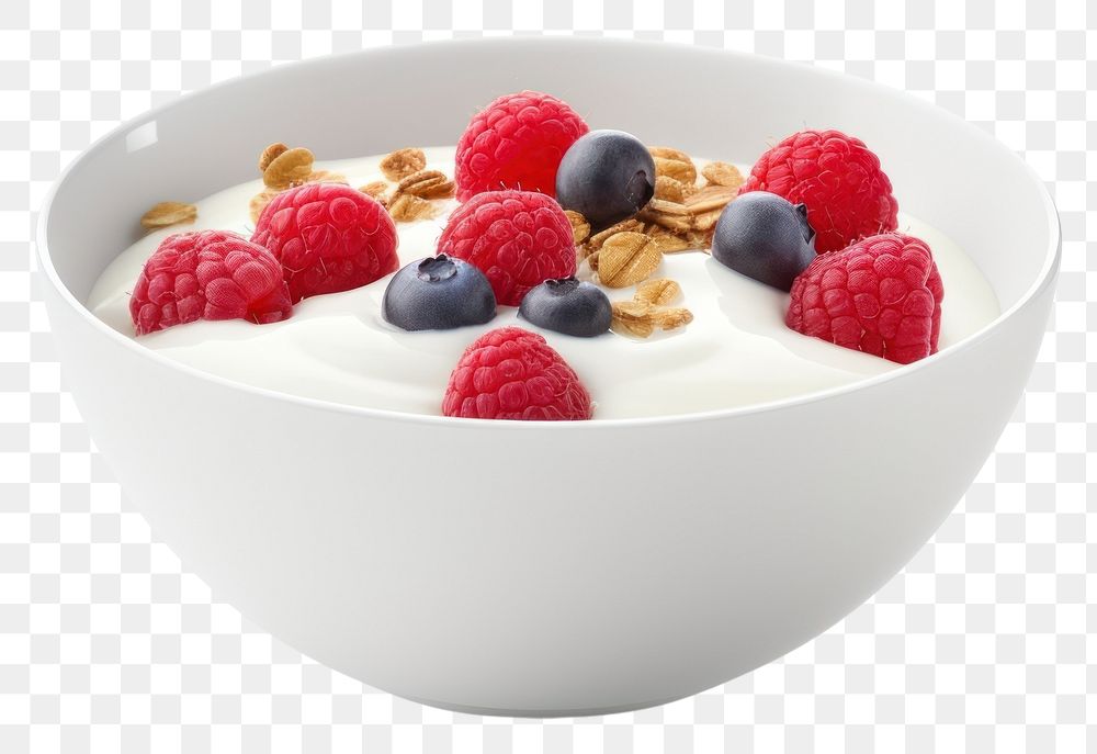 PNG Bowl raspberry dessert yogurt. AI generated Image by rawpixel.