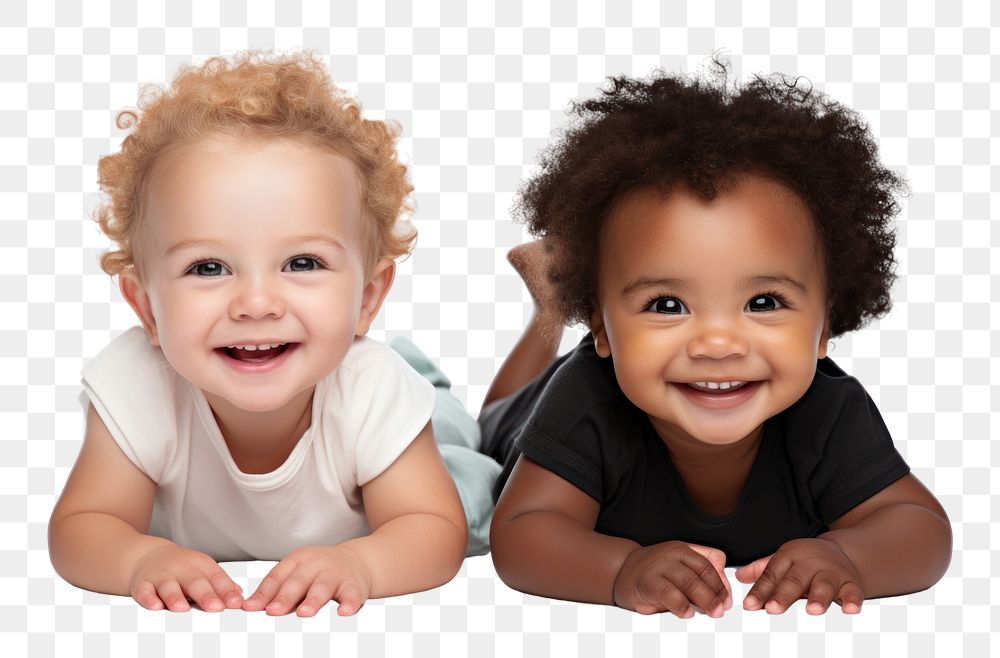 PNG  Two little babies crawling portrait smiling. AI generated Image by rawpixel.