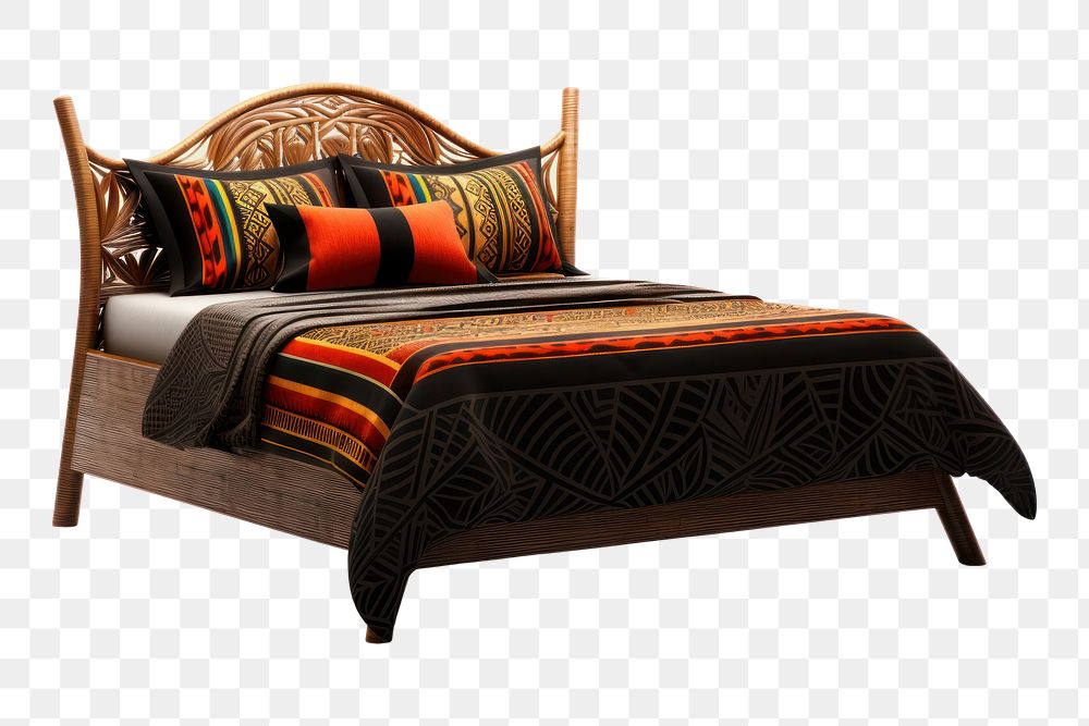 PNG Bed furniture cushion bedroom. AI generated Image by rawpixel.