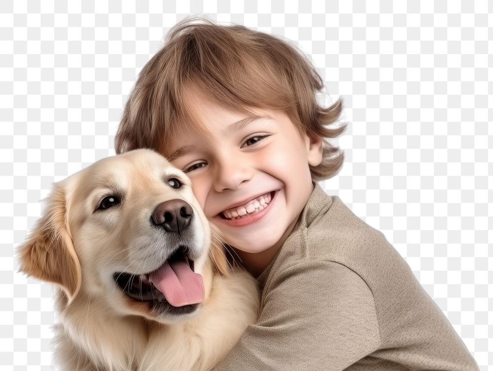 PNG Childen hugging puppy dog portrait mammal animal. AI generated Image by rawpixel.