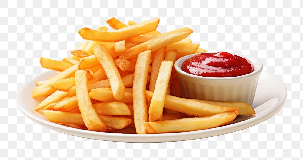 PNG French fries ketchup food white background. AI generated Image by rawpixel.