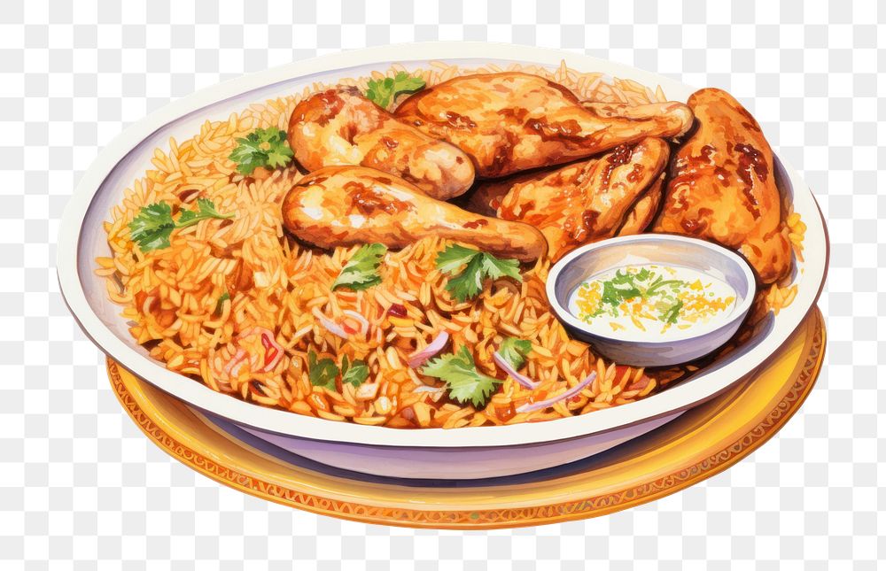 PNG Food biryani plate meal. AI generated Image by rawpixel.