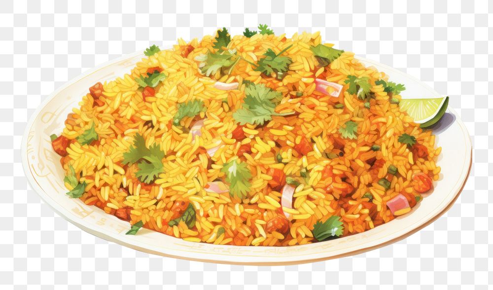 PNG Food biryani plate rice. AI generated Image by rawpixel.