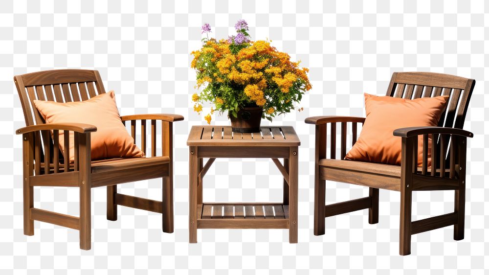 PNG Garden furniture armchair flower table. AI generated Image by rawpixel.
