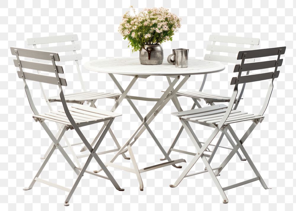 PNG Garden furniture chair table white. AI generated Image by rawpixel.