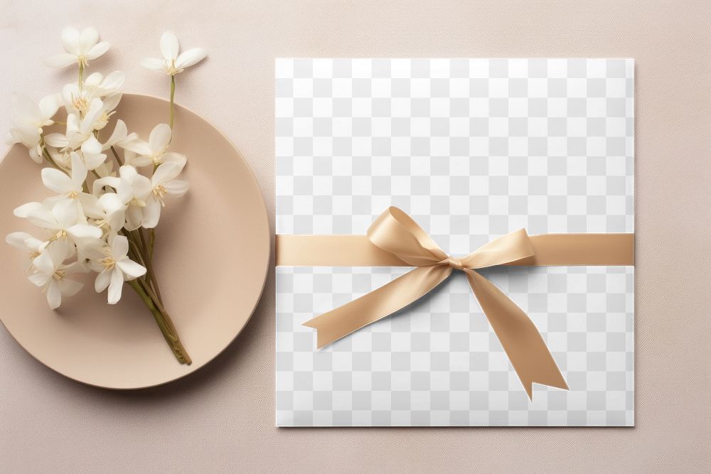Envelope ribbon flower plant. AI generated Image by rawpixel. png mockup, transparent design