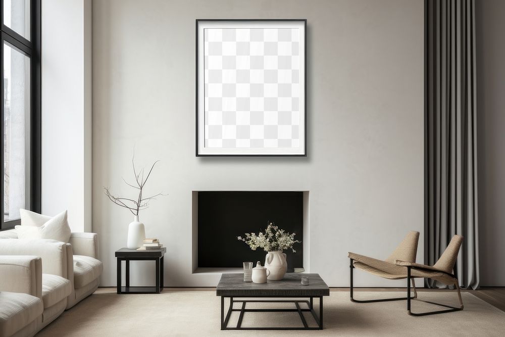 Picture frame png mockup, transparent wall decor