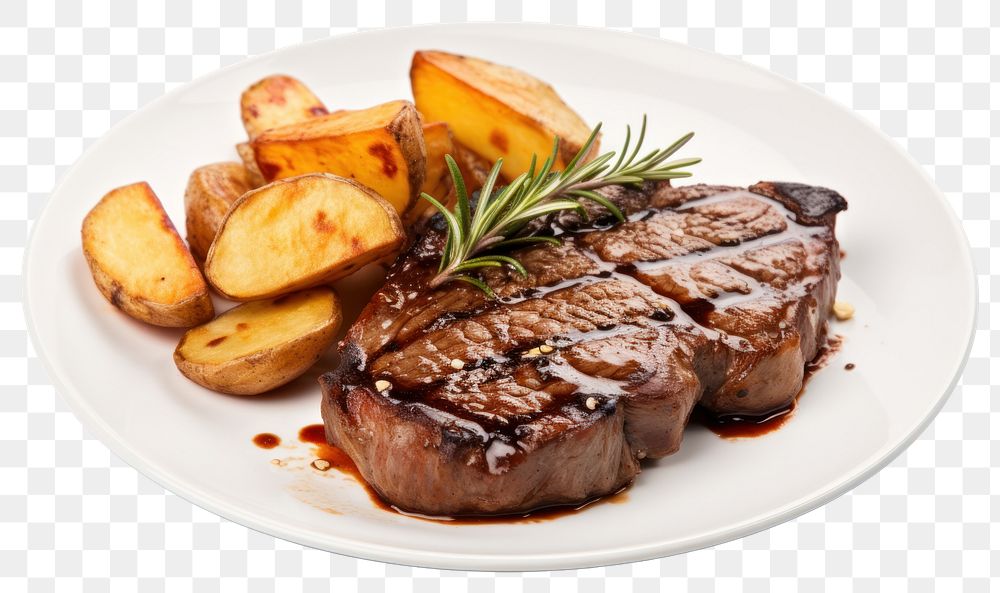 PNG Grilled beef steak plate food meat