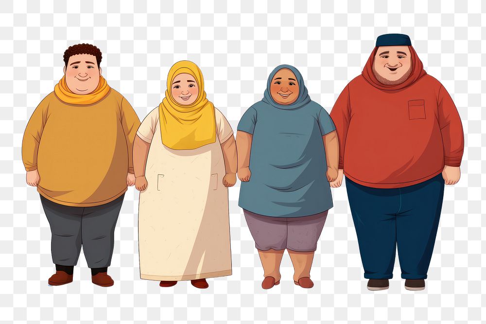 PNG Chubby muslim people adult togetherness illustrated. AI generated Image by rawpixel.