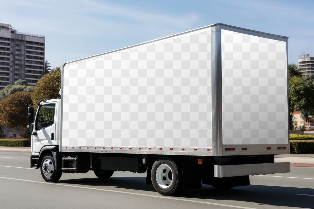 Trailer truck png mockup, transporting vehicle, transparent design