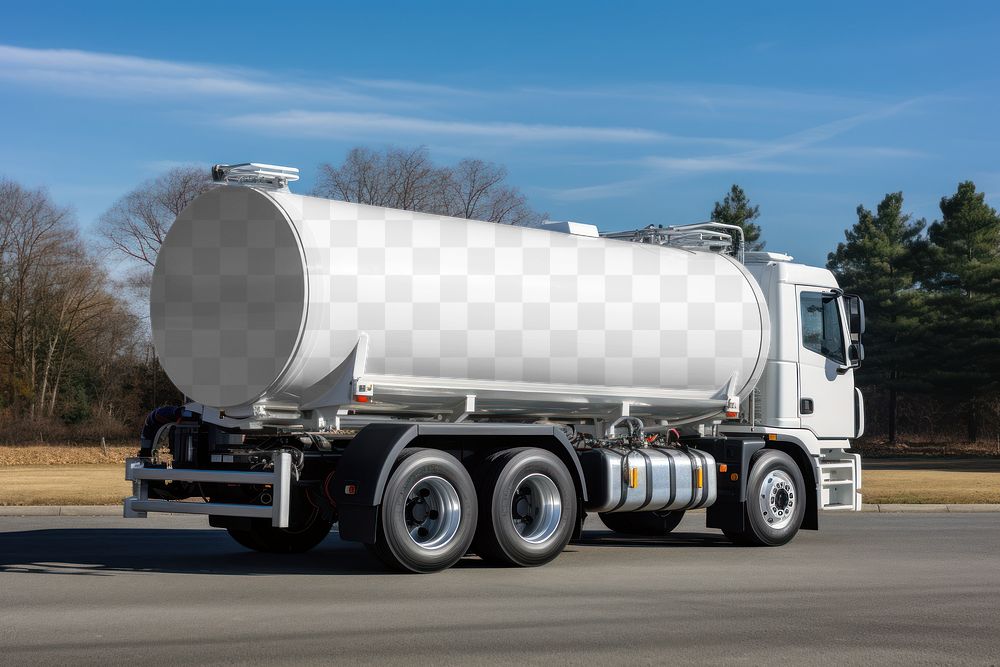 Oil truck png mockup, industrial vehicle, transparent design