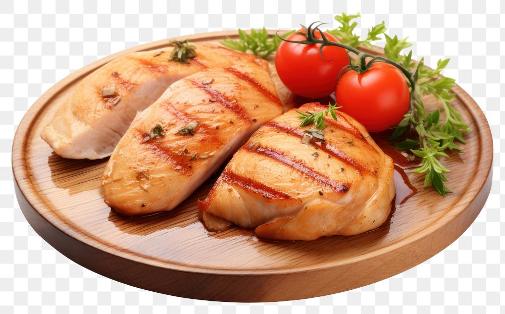 PNG Chicken Breast Steak food seafood plate. AI generated Image by rawpixel.
