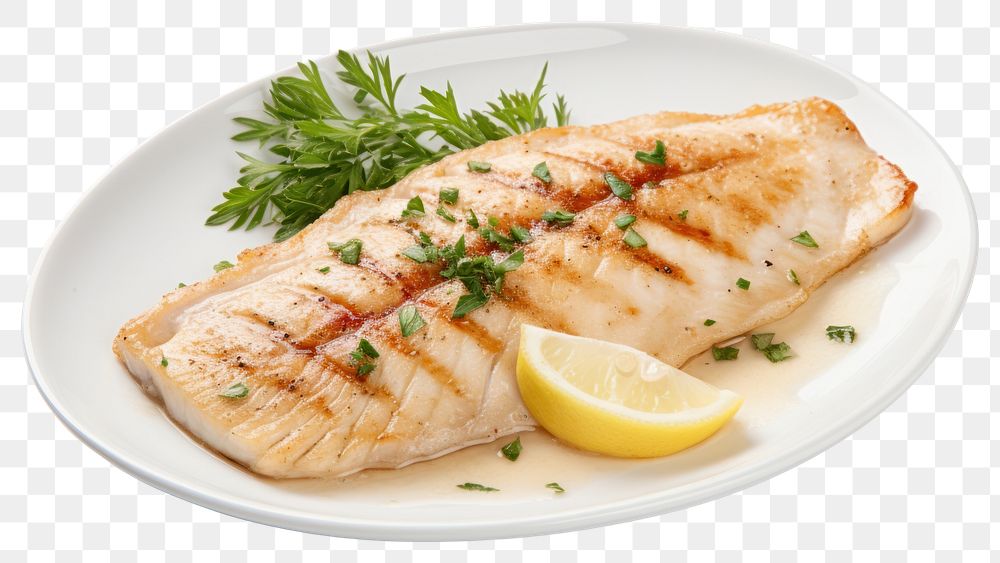 PNG Dory fish steak seafood plate meat. AI generated Image by rawpixel.
