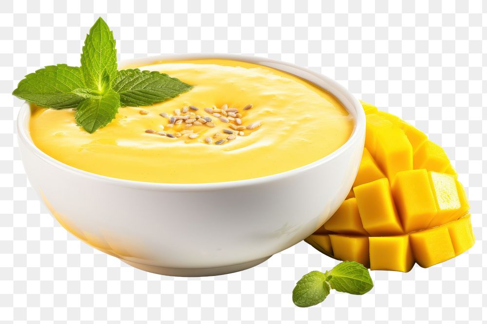 PNG Mango smoothie bowl food fruit plant. AI generated Image by rawpixel.