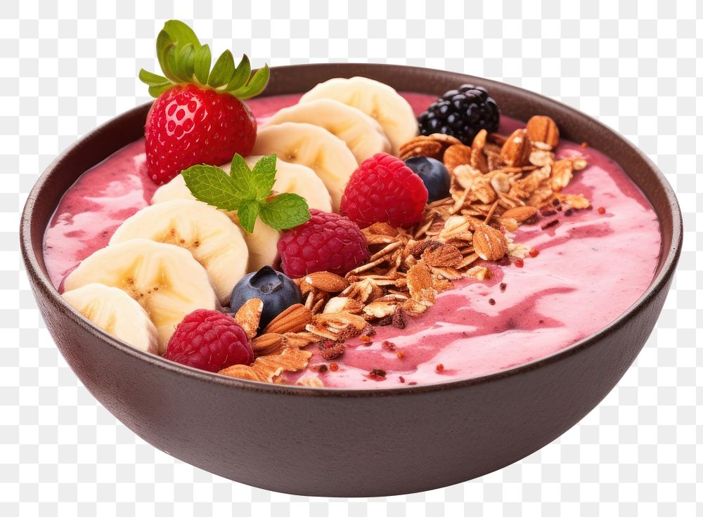 PNG Syrawberry smoothie bowl food raspberry fruit. AI generated Image by rawpixel.