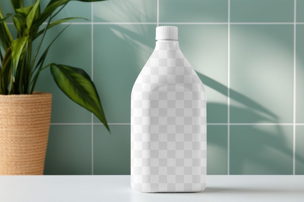Detergent bottle png mockup, transparent product packaging