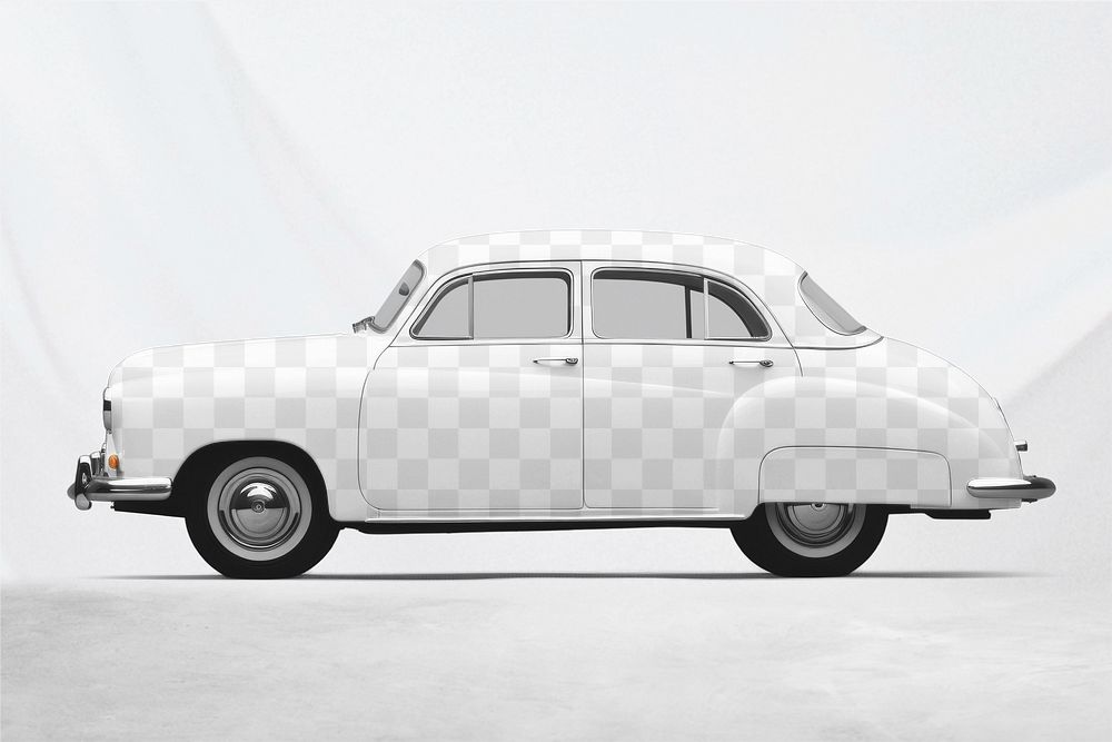 Classic car png mockup, retro vehicle, transparent design