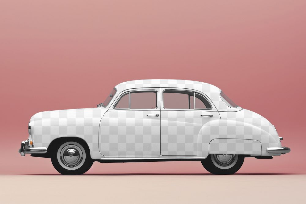 Classic car png mockup, retro vehicle, transparent design