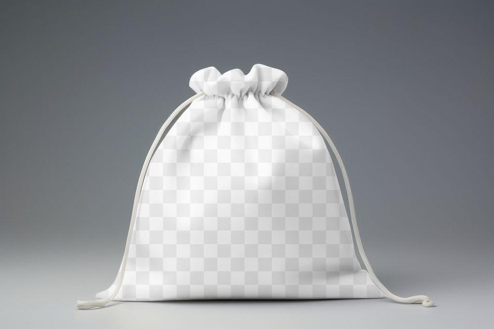 Drawstring pouch bag png mockup, transparent design