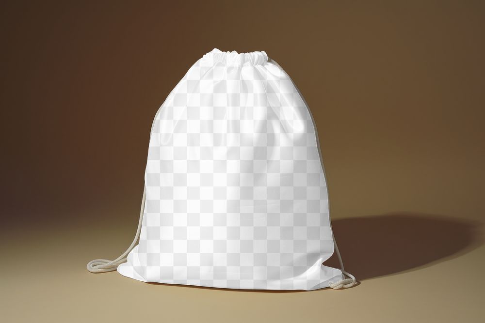 Drawstring bag png mockup, transparent design