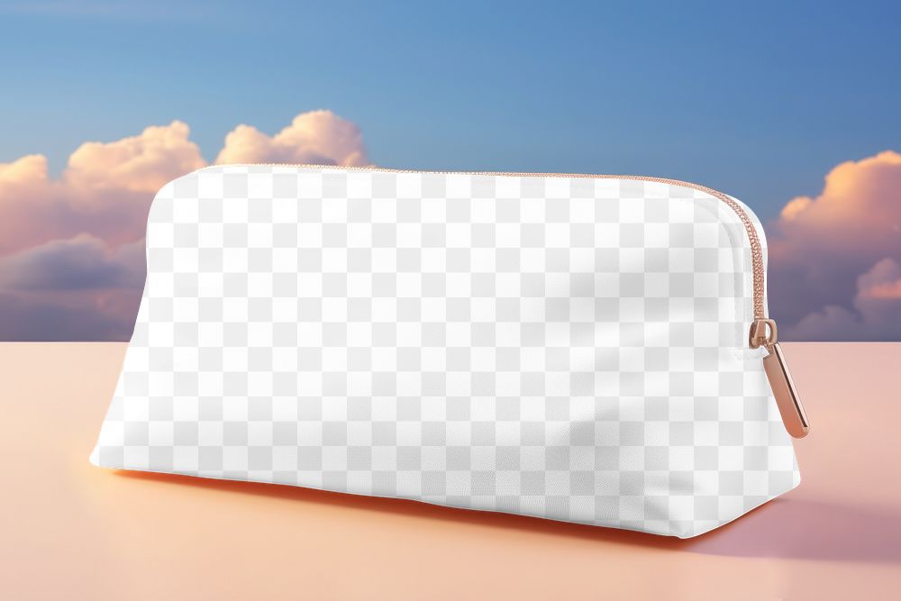 Makeup pouch png mockup, transparent design