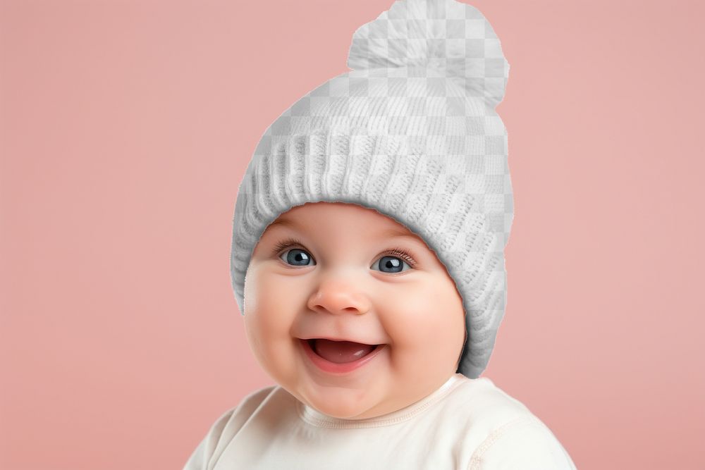 Baby beanie png mockup, transparent design