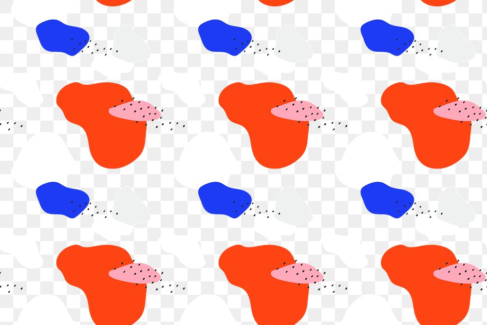 Cute abstract png pattern, transparent background with colorful shapes