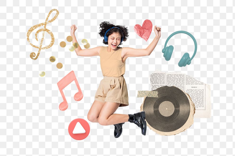 Creative music lover png remix, transparent background