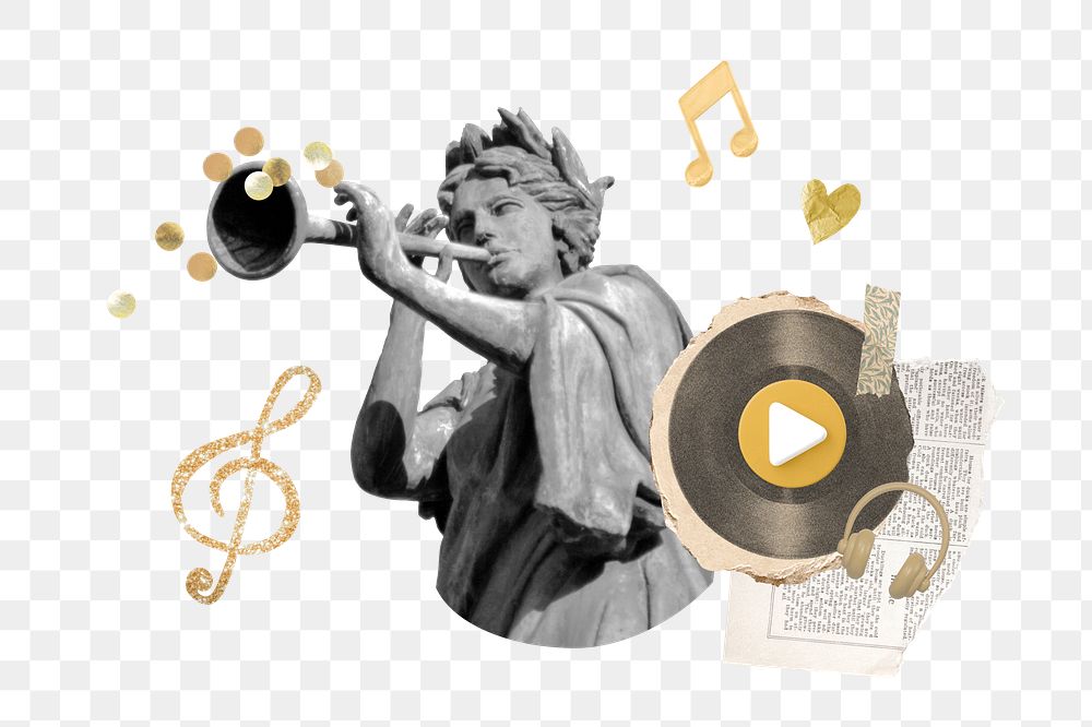 PNG aesthetic classical music collage, tranparent background