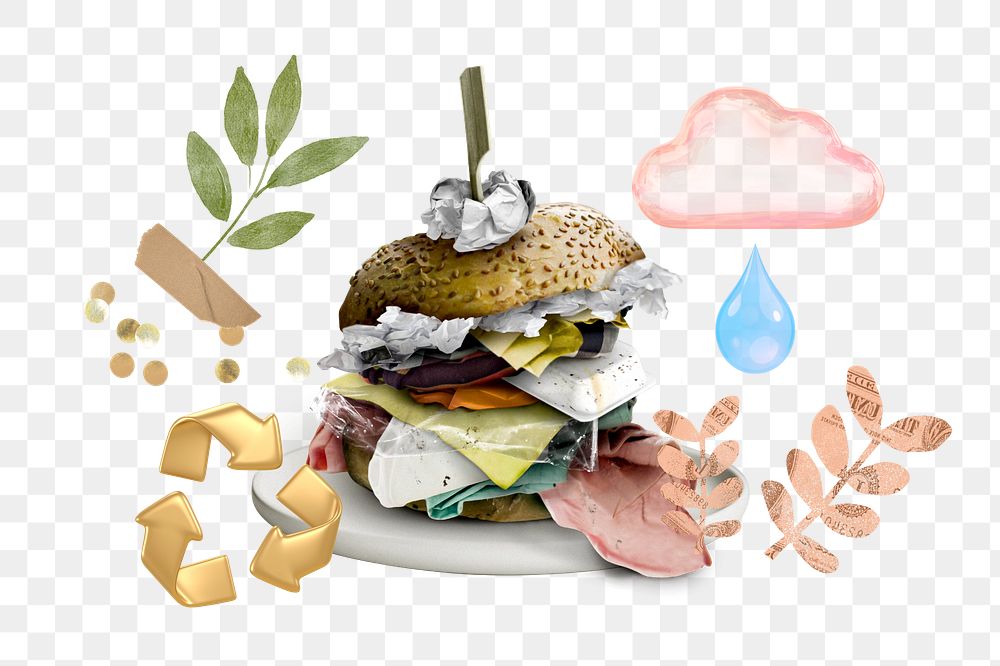 Food waste png, environment remix, transparent background