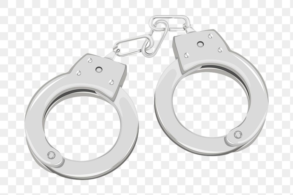 Silver handcuffs png, aesthetic illustration, transparent background