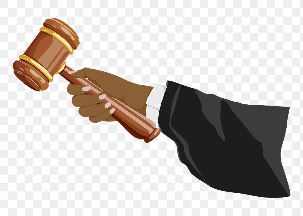 Justice gavel png, aesthetic illustration, transparent background