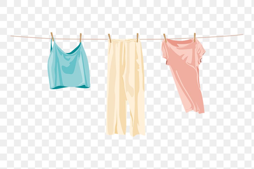 Hang drying png, aesthetic illustration, transparent background
