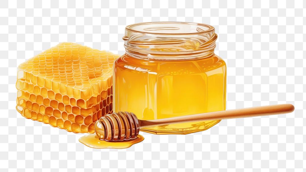 Honey jar png digital art food, transparent background