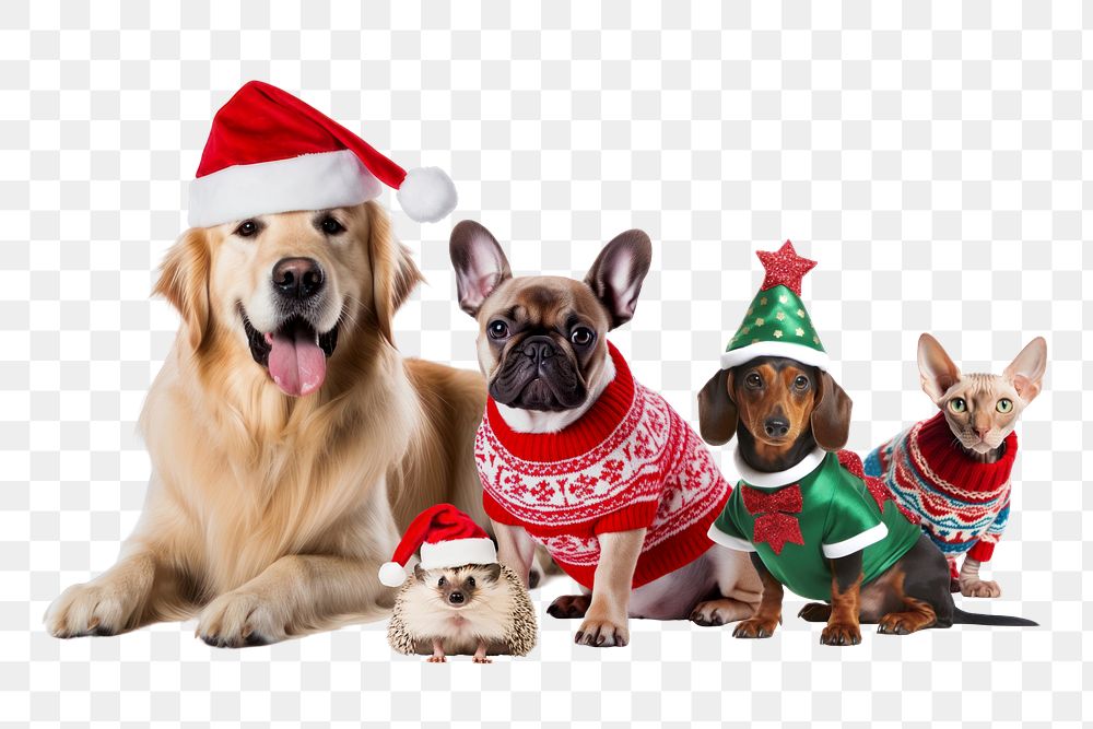 Christmas vibes png, animal remix, transparent background