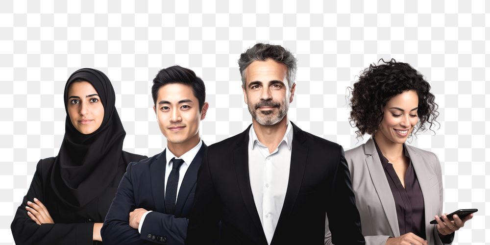 PNG diverse team, business people remix, transparent background