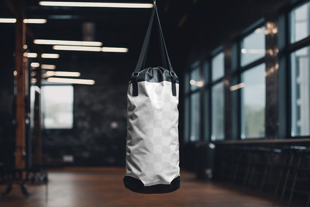 Boxing punch bag png mockup, transparent design