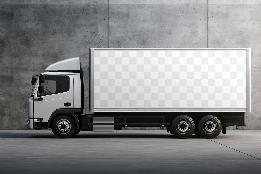 Trailer truck png mockup, transporting vehicle, transparent design