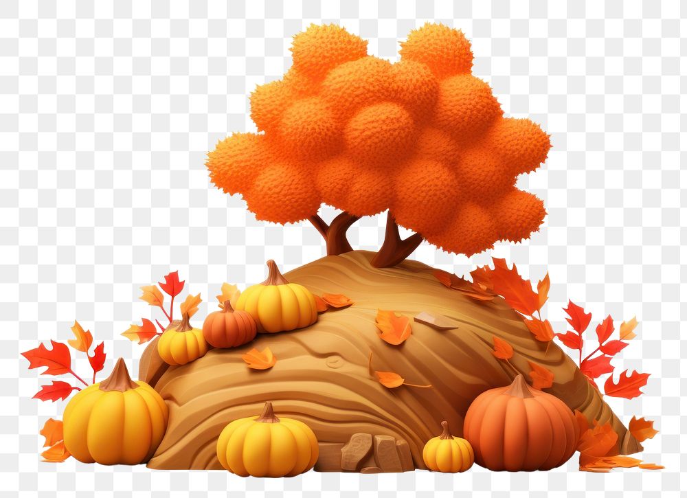 PNG Fall season scene vegetable pumpkin cartoon. AI generated Image by rawpixel.