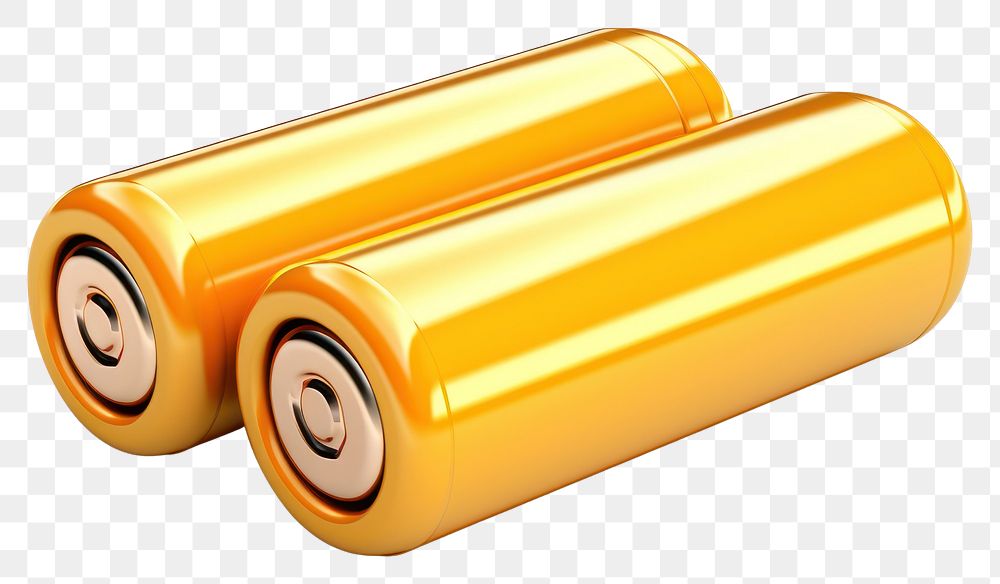 PNG Yellow alkaline batteries white background ammunition cylinder. AI generated Image by rawpixel.