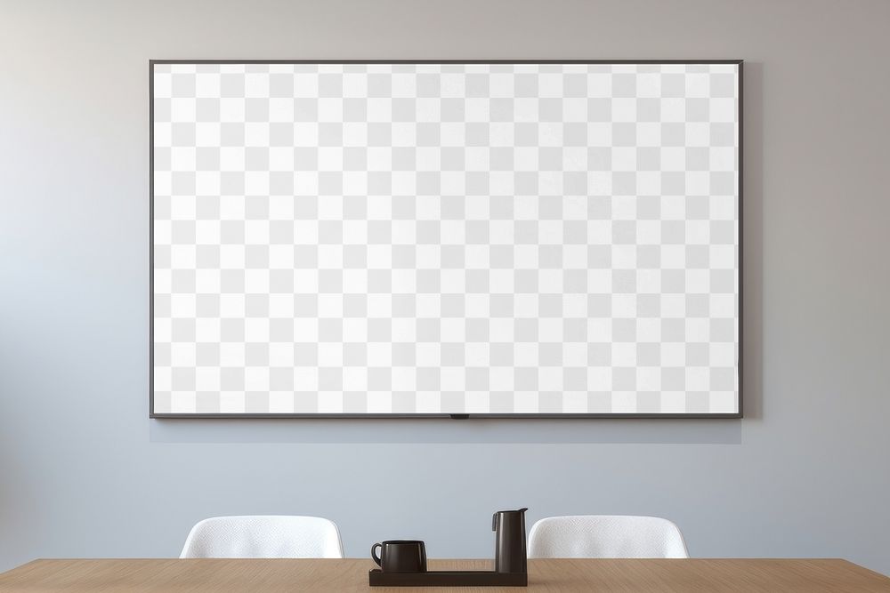 TV screen mockup png meeting room, transparent design