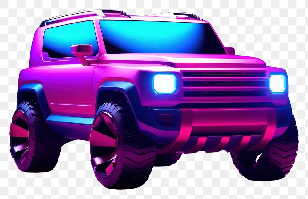 PNG Neon icon SUV purple vehicle wheel. AI generated Image by rawpixel.