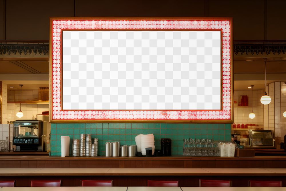 Digital menu screen png mockup, transparent design