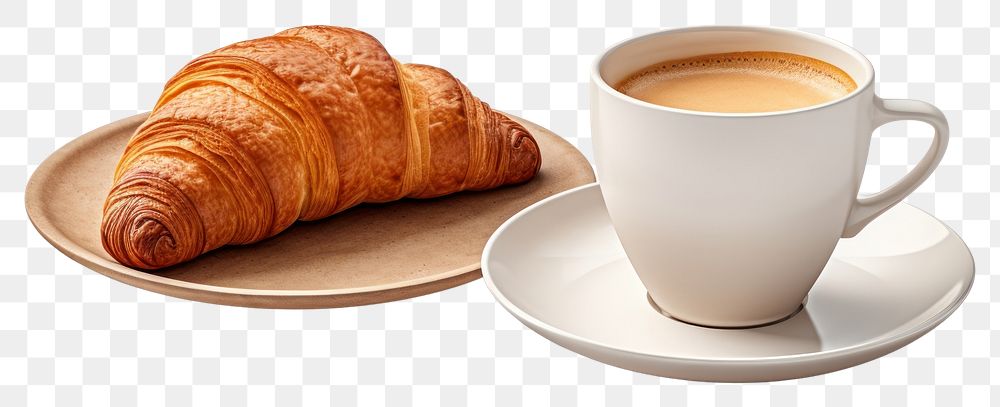 PNG Croissant cup coffee bread. AI generated Image by rawpixel.