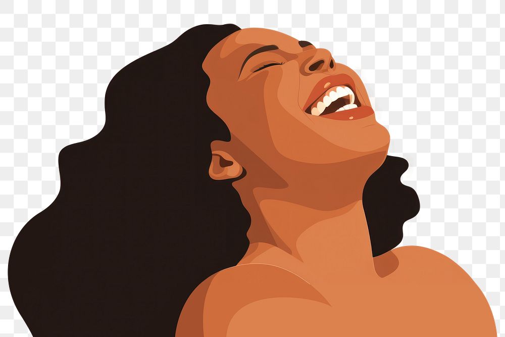 PNG Black Chubby woman laugh laughing adult face. AI generated Image by rawpixel.