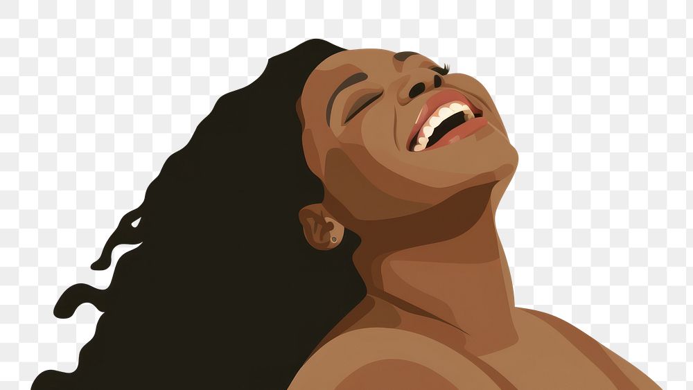 PNG Black Chubby woman laugh laughing smile adult. AI generated Image by rawpixel.